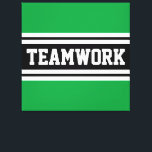 Lienzo TEAMWORK Atletismo Green Black White Carreras Stri<br><div class="desc">Este diseño deportivo y atlético presenta texto en negrita de TEAMWORK dentro de una banda negra ancha realzada con doble franjas de carreras blancas contra rayas exteriores de color verde brillante. El texto de este diseño se puede personalizar.</div>