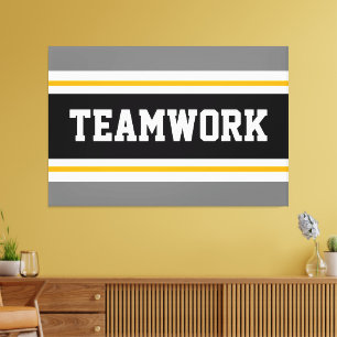 Lienzo TEAMWORK Deportivo Gris Negro Naranja Rayas de Car
