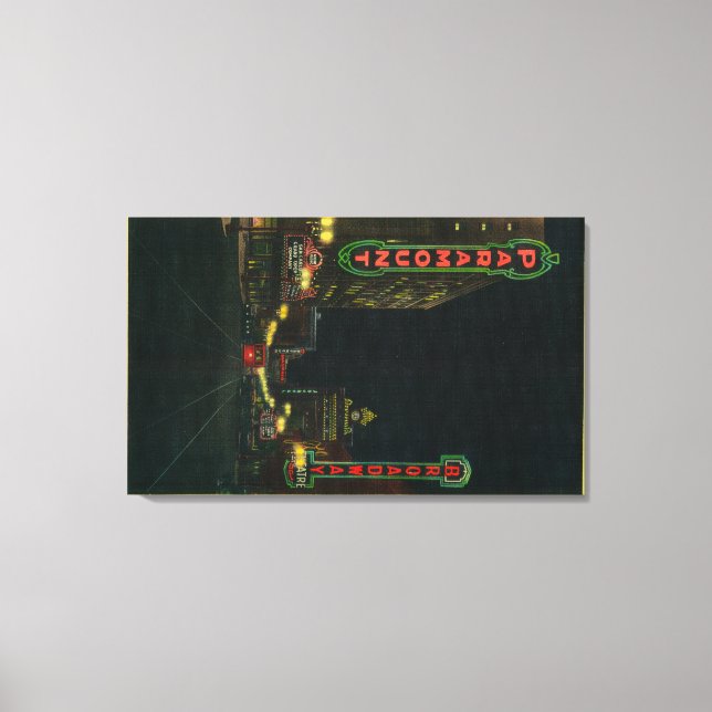 Lienzo Teatro Broadway en Portland, calle principal (Anverso)