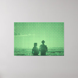 Lienzo Tech Black&Green Halftone Effect Couple Beach