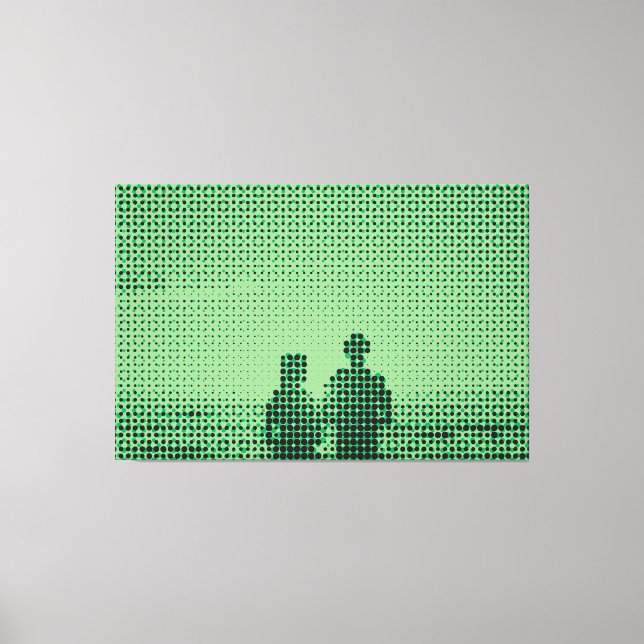 Lienzo Tech Black&Green Halftone Effect Couple Beach (Anverso)