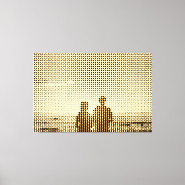 Lienzo Tech Black&Naranja Halftone Effect Couple Beach (Anverso)