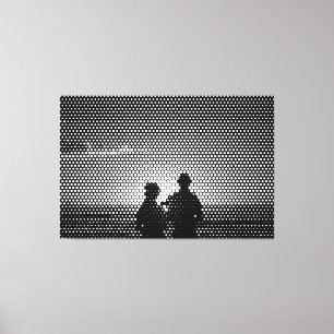Lienzo Tech White&Black Halftone Efecto Pareja en la play