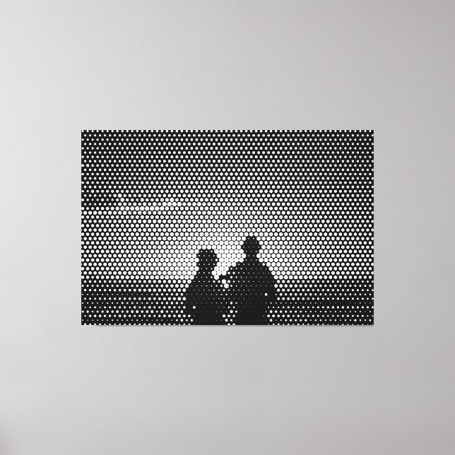 Lienzo Tech White&Black Halftone Efecto Pareja en la play (Anverso)