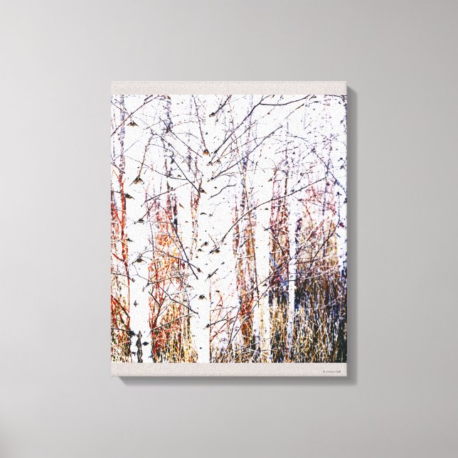 Lienzo Tecla alta del bosque de árboles Birch de papel co (Anverso)