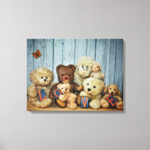 Lienzo Teddy con amigos
