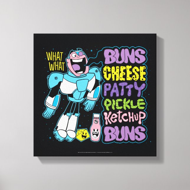 Lienzo Teen Titans Go! | Cyborg Burger Rap (Anverso)
