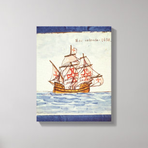 Lienzo Teja de Azulejos que representa una nave, de
