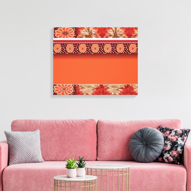 Lienzo Tejidos de motivos naranjas y marrones con una v (Insitu (Sala de estar))
