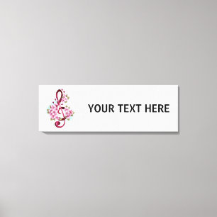 Lienzo Tejidos musicales notas de colores con flores de S