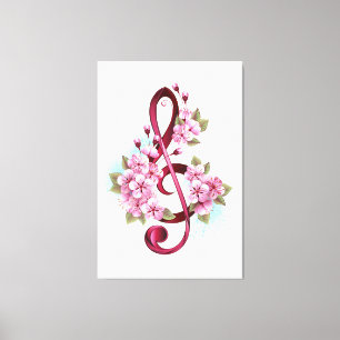 Lienzo Tejidos musicales notas de colores con flores de S