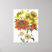 Tela de color de Daffodil, Marigold y Narcissus