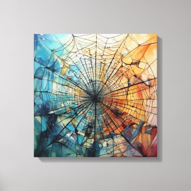 Lienzo Telaraña abstracta vibrante de tinta de alcohol (Anverso)