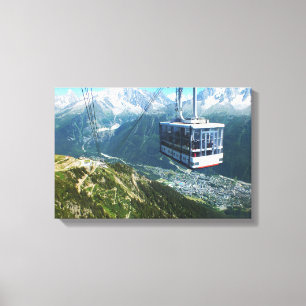 Lienzo Teleférico sobre Chamonix, Francia