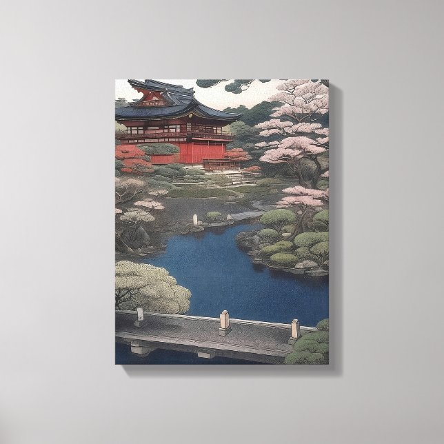 Lienzo Temple on the river - Japan (Anverso)