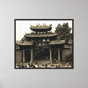 Lienzo Templo ancestral Foshan Canton China vintage