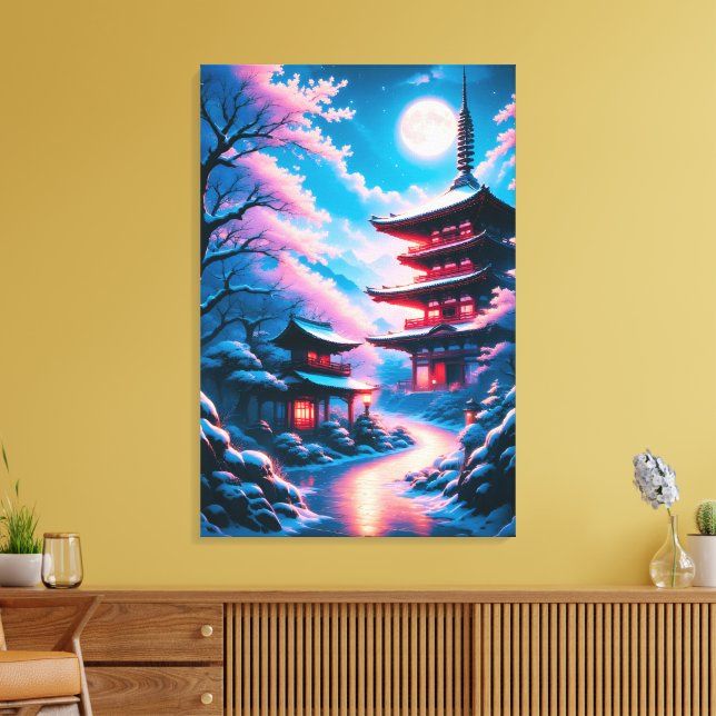 Lienzo Templo de la Nieve y las Flores (Yukizakura no Ter (Insitu (Sala de estar))