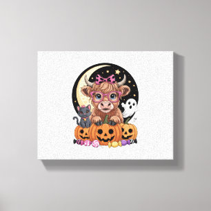 Lienzo Temporada espeluznante de Highland Cow Halloween