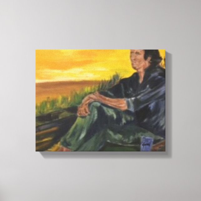 Lienzo Temprano por la mañana, solo en el río Sarr Canvas (Anverso)