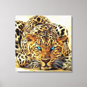Lienzo Tendencia de ojos azules leopardo