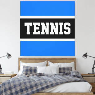 Lienzo TENIS Azul Brillante Negro Blanco Rayas