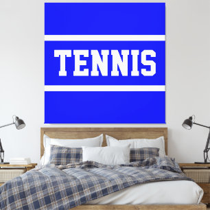 Lienzo TENIS Azul Brillante Rayas Blancas Atléticas