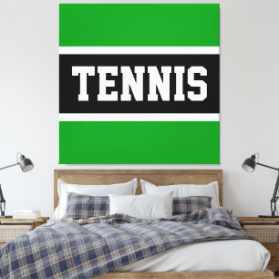 Lienzo TENIS divertido atlético verde negro rayas blancas