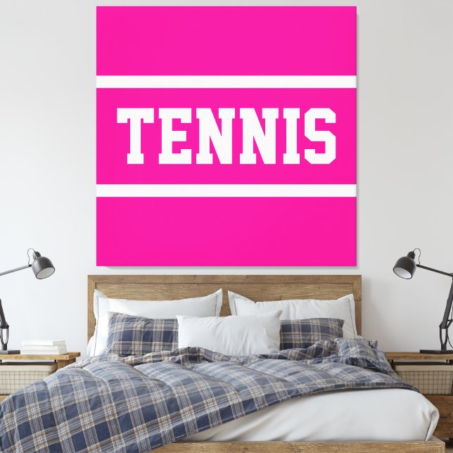 Lienzo TENNIS Athletic Bright Pretty Pink White Stripes (Insitu(Dormitorio))