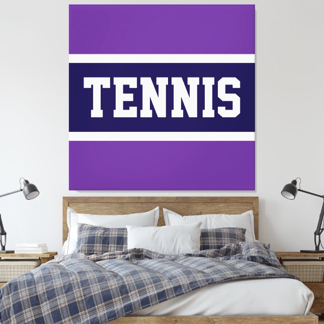 Lienzo TENNIS Athletic Navy Blue Purple White Stripes (Insitu(Dormitorio))