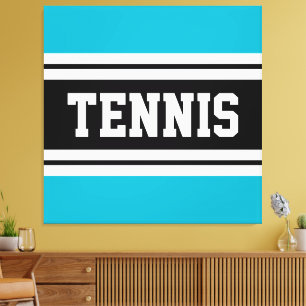 Lienzo TENNIS Azure Yellow Black White Carreras Strips