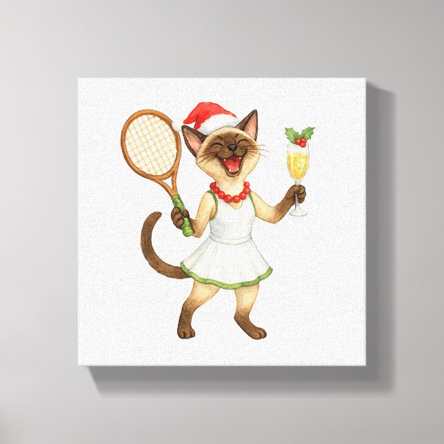 Lienzo Tennis Christmas themed for Cat Lovers  (Anverso)