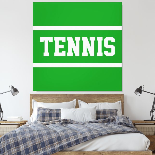 Lienzo TENNIS Fun Athletic Bright Green White Stripes (Insitu(Dormitorio))
