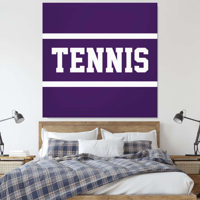 Lienzo TENNIS Fun Bold Athletic Deep Purple White Stripes (Insitu(Dormitorio))