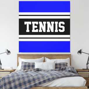 Lienzo TENNIS Fun Bright Blue Black Carreras Stripes