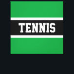 Lienzo TENNIS Textos Diversión Negrita Bandas Blancas Ver<br><div class="desc">Este divertido diseño deportivo presenta una tipografía de texto atlética del TENIS dentro de una banda negra realzada con pinstripes blancas contra un fondo kelly verde. El texto se puede personalizar.</div>