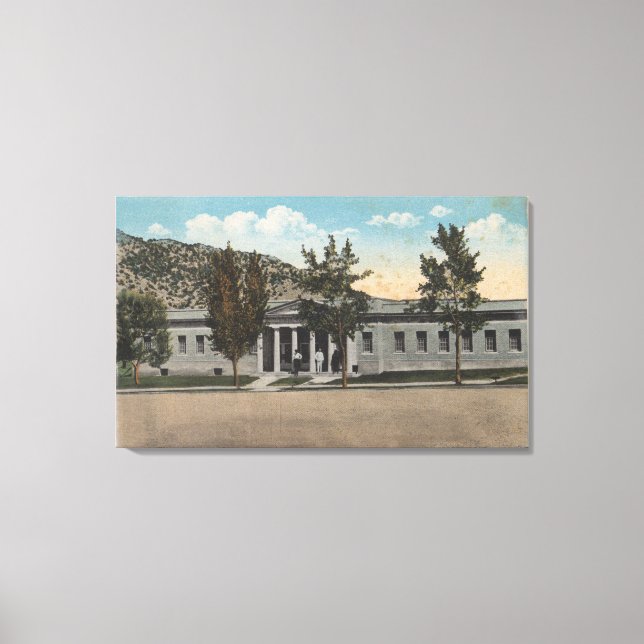 Lienzo Termopolis, WY - Vista del Gran Baño del Cuerno (Anverso)