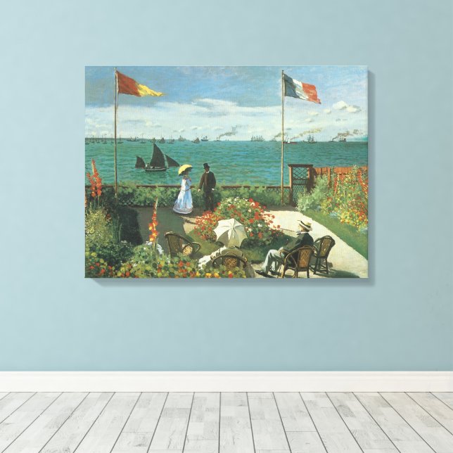 Lienzo Terraza junto al mar de Claude Monet (Insitu (piso de madera))