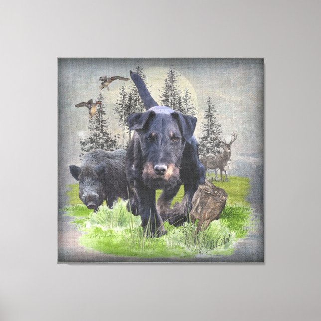 Lienzo Terrier de caza alemán (Jagdterrier) (Anverso)