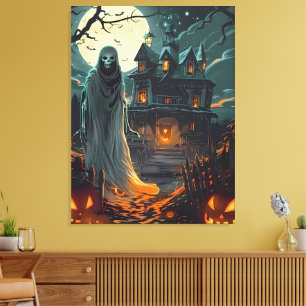Lienzo Terror nocturno a la luz de la luna: fantasma de l