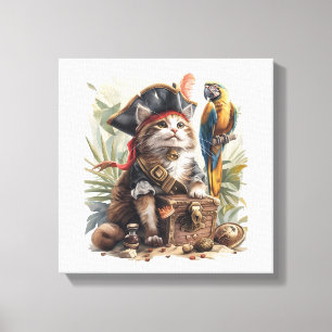 Lienzo Tesoro de gato pirata