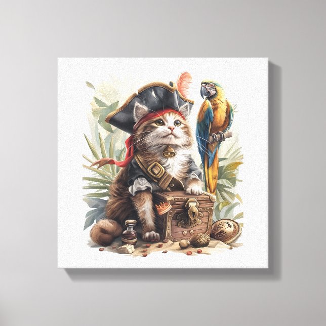 Lienzo Tesoro de gato pirata (Anverso)
