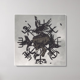 Lienzo Tete de mort crâne Vegvisir symbole viking orienta