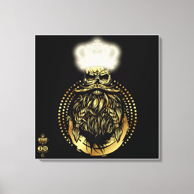Lienzo Tête de mort hipster king skull roi barbu 3 (Anverso)