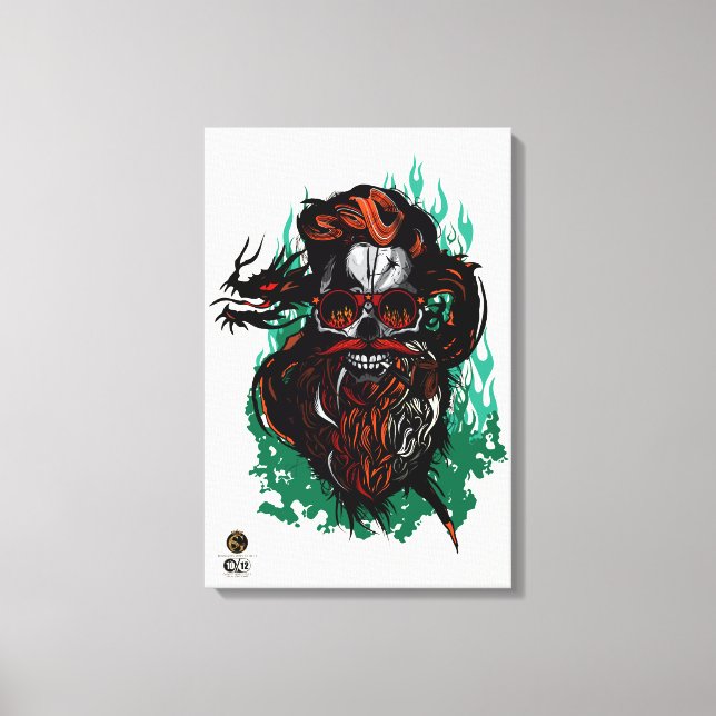 Lienzo Tête de mort hipster skulls dragon tribal (Anverso)