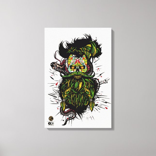 Lienzo Tête de mort hipster skulls mexicaine serpent tatt (Anverso)