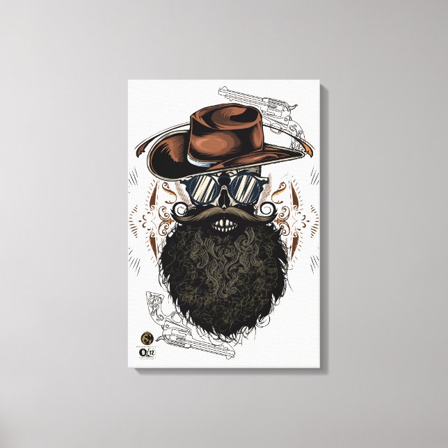 Lienzo Tête de mort hipster skulls western cowboy (Anverso)