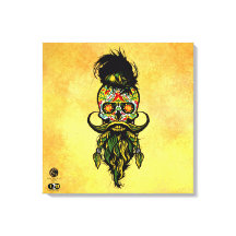 Tête de mort mexicaine hipster skulls barbu et mou