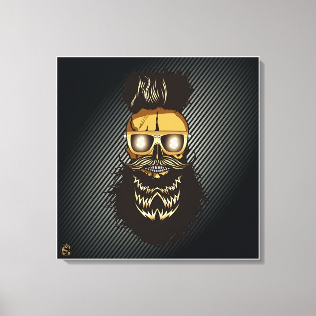 Lienzo Tête de mort punk hipster G-skulls crâne dollars (Anverso)