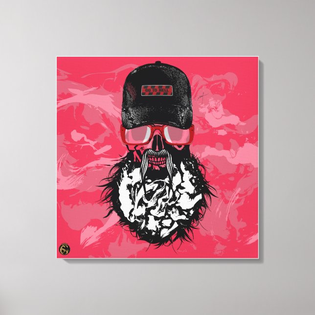 Lienzo Tête de mort punk hipster G-skulls crâne goto hell (Anverso)