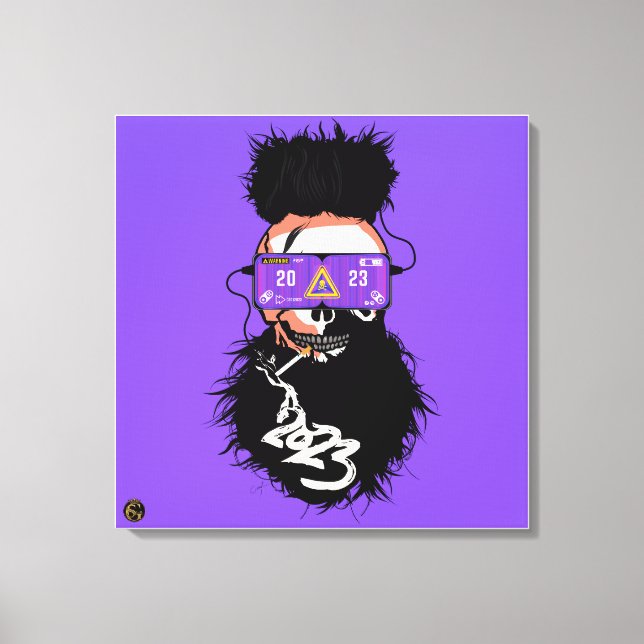 Lienzo Tête de mort punk hipster G-skulls crâne metaverse (Anverso)